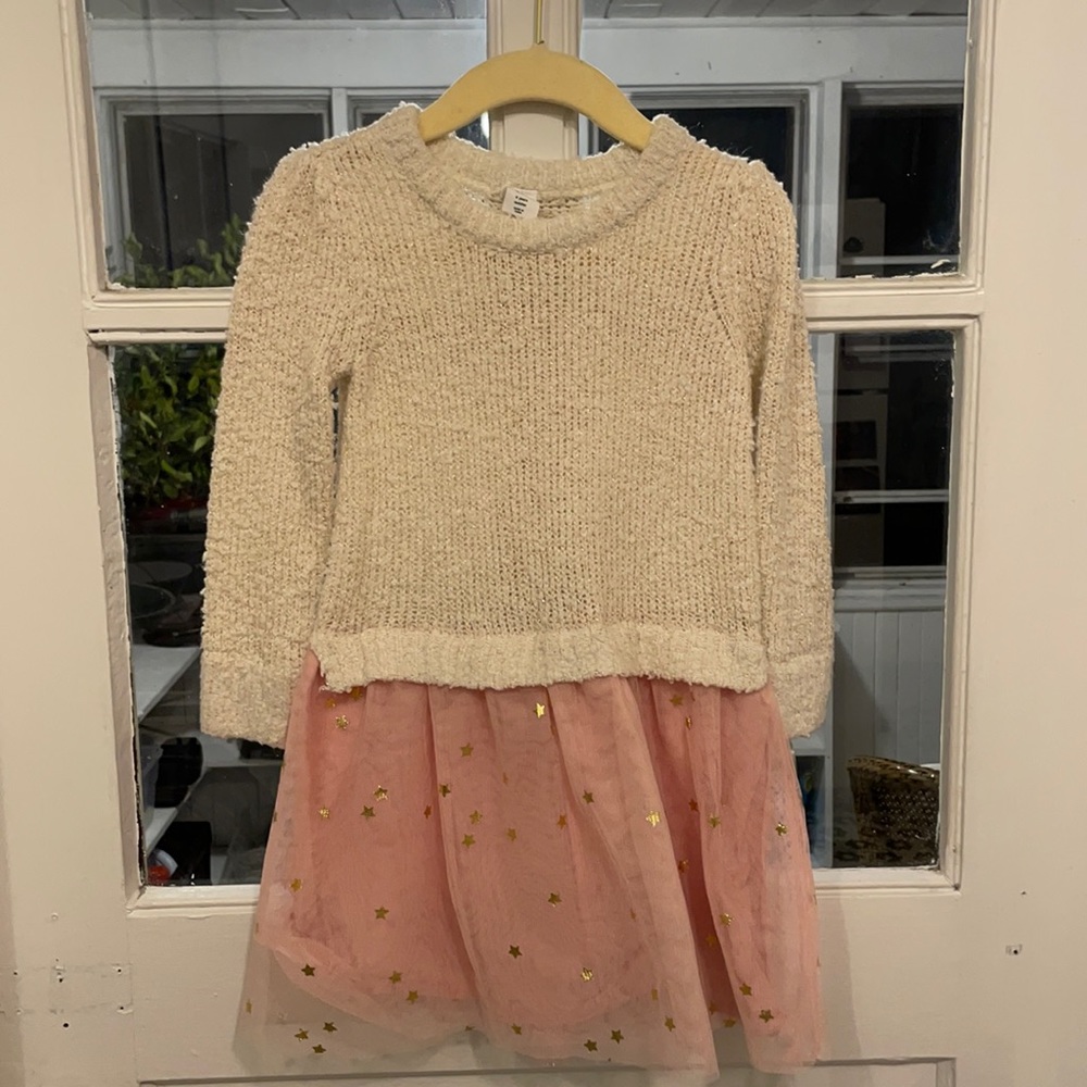 Baby gap sweater dress with pink tulle skirt